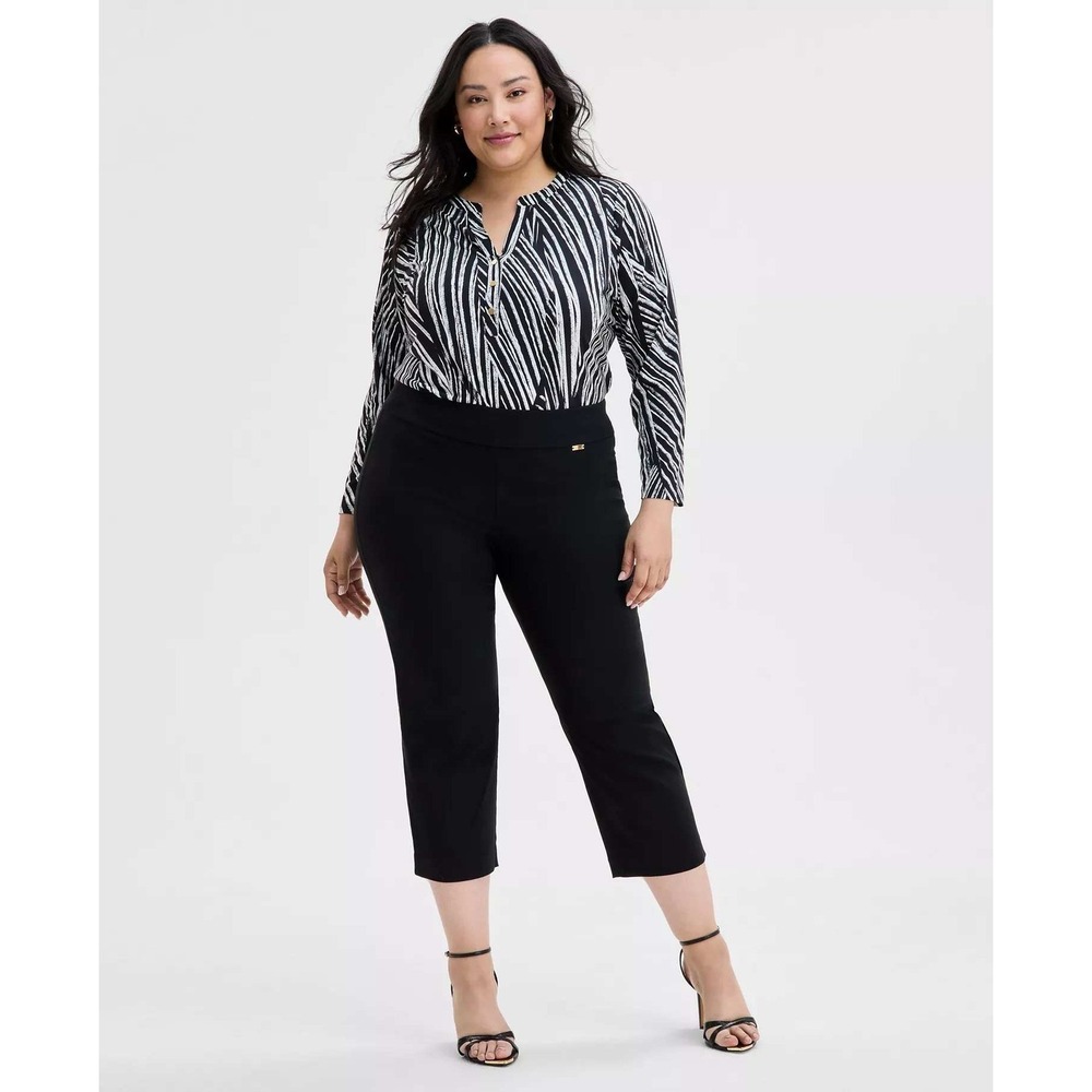INC Skinny Capri Pants Womens 20W Black Tummy Control Mid Rise Pull On Classic